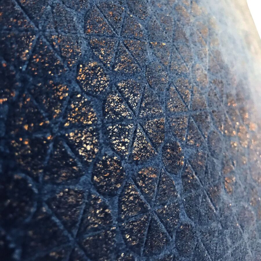 DEPLUSBELLE housse de coussin tissus bleu nuit bronzé geometrique 45x45 cm, possibilité sur mesure - Decadence!