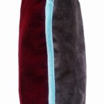 DEPLUSBELLE housse de velours chocolat rouge foncé avec passepoil bleu clair 40x40 cm!